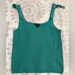 Ann Taylor knit blouse with shoulder bow straps L